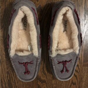 UGG Dakota Slippers in Gray and Burgundy